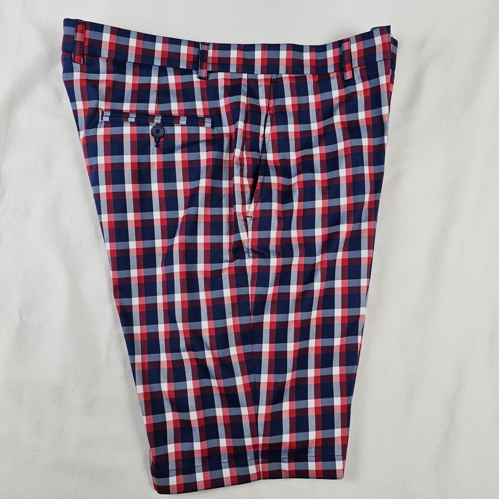 Walter Hagan Shorts Men's Size 36 Red Blue Plaid Flat Front - Picture 5 of 5